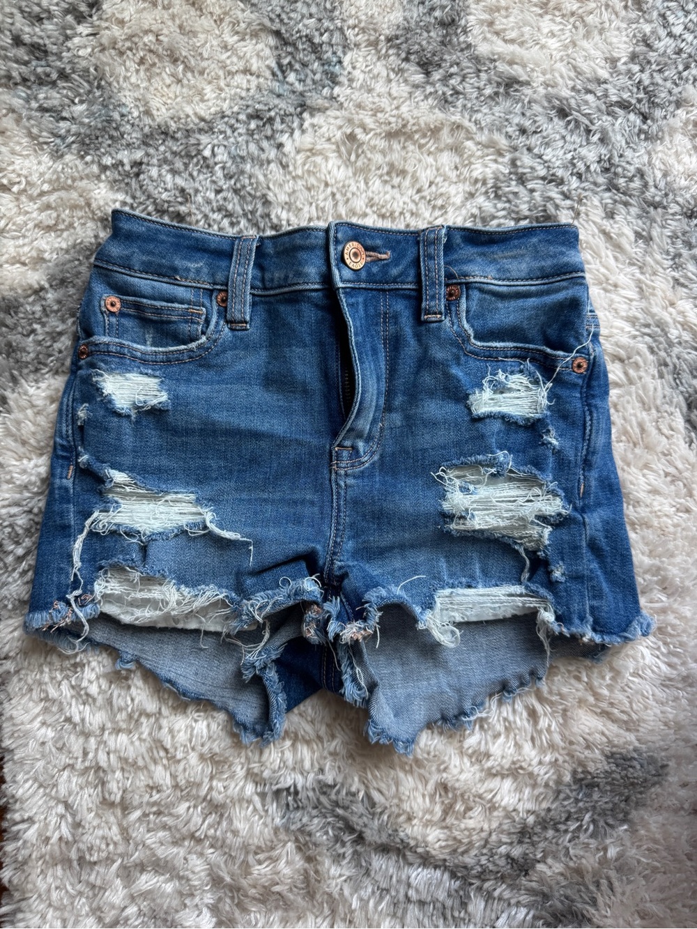 American Eagle Outfitters Distressed Blue Denim Shorts